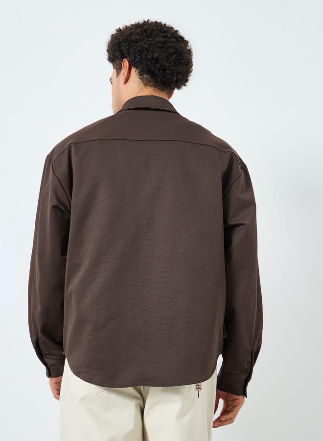 Styli Men Brown Embroidered Oversized Shirt - Image 5